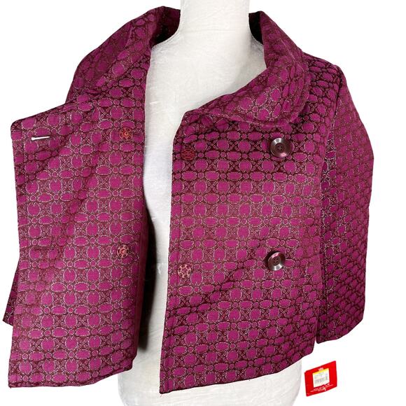 Isaac Mizrahi Target Blazer 10 Scarlet Bloom Crop Pockets Textured New - Picture 8 of 12